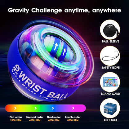 Wrist Trainer Ball Auto-Start Wrist Strengthener Gyroscopic Forearm Exerciser Gyro Ball for Strengthen Arms, Fingers, Wrist Bones and Muscles